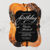 Oranje Zwart Halloween Verjaardagsuitnodiging Kaart (Voorkant / Achterkant)