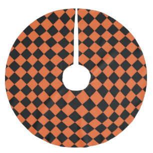 Oranje Zwart Harlekijn Diamant Schachbrett Motief Kerstboom Rok