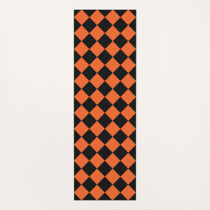 Oranje Zwart Harlekijn Diamant Schaken Patroon Yogamat