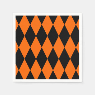 Oranje Zwart Harlekijn Diamanten Dambord Ontwerp  Servet