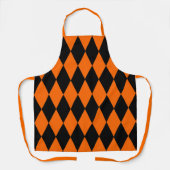 Oranje Zwart Harlekijn Diamanten Dammen Design Schort (Voorkant)