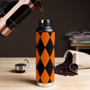 Oranje Zwart Harlekijn Diamanten Dammen Design Waterfles