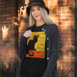  Oranje zwart kat kartel Noir Art Halloween T-shirt
