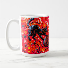 Oranje Zwart Kat Koffiemok