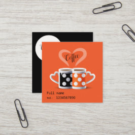 Oranje + zwart Koffiekleurig modern design Vierkante Visitekaartje