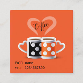 Oranje + zwart Koffiekleurig modern design Vierkante Visitekaartje