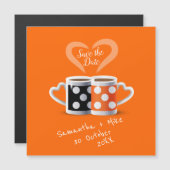 Oranje + zwart Koffiekleurontwerp Opslaan datum (Voorkant / Achterkant)
