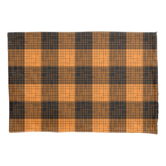 Oranje Zwart Kruisraster Buffelruit Kussensloop (Voorkant)