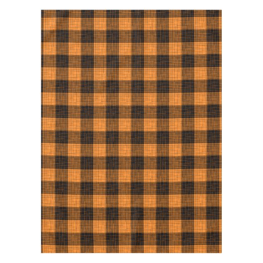 Oranje Zwart Kruisraster Buffelruit Tafelkleed (Voorkant)