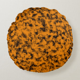 Oranje zwart kubisme Abstract patroon Rond Kussen