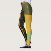  Oranje zwart leder Leggings (Links)