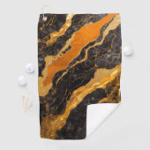 Oranje zwart marmeren patroon met goud golfhanddoek (Insitu)