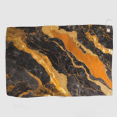 Oranje zwart marmeren patroon met goud golfhanddoek (Horizontaal)