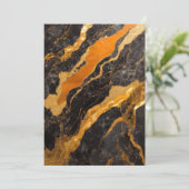 Oranje zwart marmeren patroon met goud kaart (Staand voorkant)