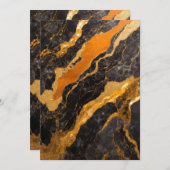 Oranje zwart marmeren patroon met goud kaart (Voorkant / Achterkant)