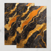 Oranje zwart marmeren patroon met goud kaart (Voorkant / Achterkant)