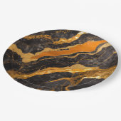 Oranje zwart marmeren patroon met goud papieren bordje (Gekanteld)