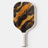 Oranje zwart marmeren patroon met goud pickleball paddle (Achterkant)
