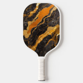 Oranje zwart marmeren patroon met goud pickleball paddle
