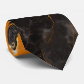 Oranje zwart marmeren patroon met goud stropdas (Opgerold)