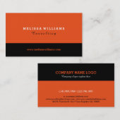 Oranje & Zwart Modern minimalistisch ontwerp Visitekaartje (Voorkant / Achterkant)