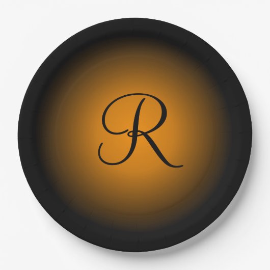 oranje zwart monogram bord (Voorkant)