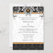 Oranje zwart monogram Magnetic Wedding Invitation Magnetische Uitnodiging (Voorkant)