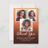 Oranje zwart ombre Afstuderen 4 foto dank u Bedankkaart (Voorkant)