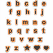Oranje zwart onderste Hoesje tekstletters Alphabet Sticker (Voorkant)