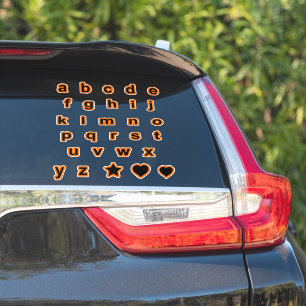 Oranje zwart onderste Hoesje tekstletters Alphabet Sticker