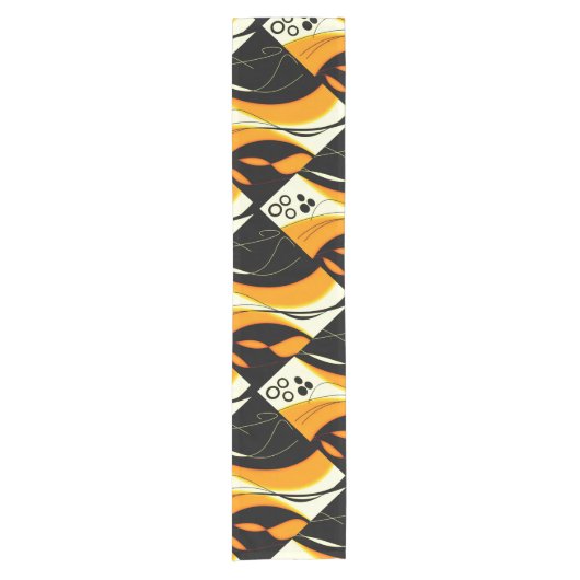 Oranje zwart ontwerp korte tafelloper (Voorkant)