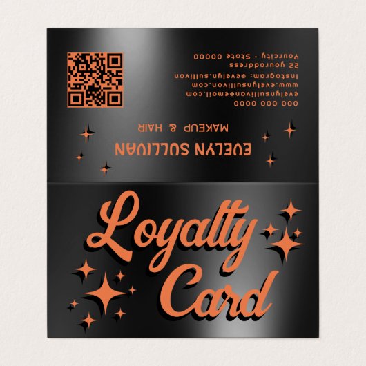 Oranje zwart oogschaduw palet gevouwen loyaliteits visitekaartje (Buitenkant ongevouwen)