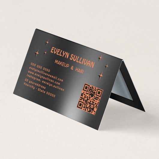 Oranje zwart oogschaduw palet gevouwen loyaliteits visitekaartje (Achterkant)