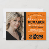 Oranje & Zwart Paw Print Afstuderen Aankondiging (Voorkant)