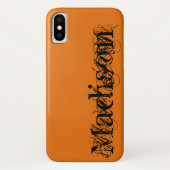 Oranje zwart, persoonlijke naam Halloween Case-Mate iPhone Case (Achterkant)