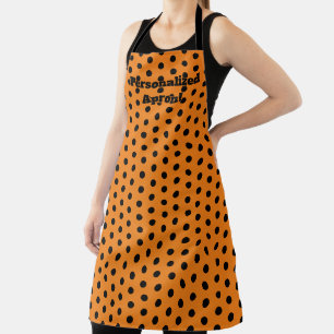 Oranje zwart Polkadot Halloween Colors Schort