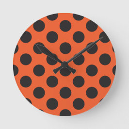 Oranje + zwart puntpatroon moderne bug ronde klok