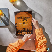 Oranje & Zwart Simpel Halloween Feestje Kaart