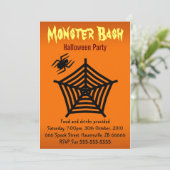 Oranje Zwart Spinnenweb Halloween Party 5" x 7" Kaart (Staand voorkant)