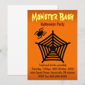 Oranje Zwart Spinnenweb Halloween Party 5" x 7" Kaart (Voorkant / Achterkant)