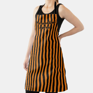 Oranje zwart Stripe Halloween Colour Schort