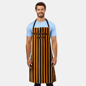Oranje zwart Stripe Halloween Colour Schort (Gedragen)