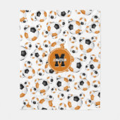 oranje zwart team kleuren jongens voetbal fleece deken (Voorkant)