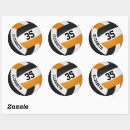 oranje zwart team kleuren jongens volleybal ronde sticker