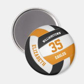 oranje zwart team kleuren meisjes volleybal magneet (Voorkant / Achterkant)