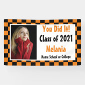 Oranje zwart toetsenbord Foto Afstuderen Spandoek (Horizontaal)