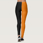 Oranje zwart tweekleurig half kleur split leggings (Achterkant)