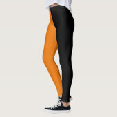 Oranje zwart tweekleurig half kleur split leggings (Links)