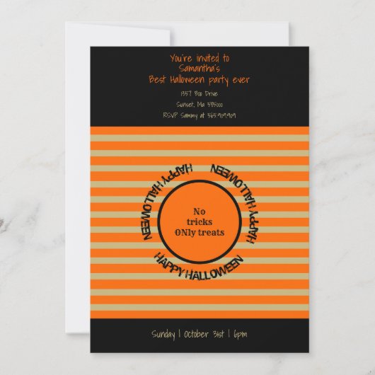 Oranje zwart typografie Happy Halloween Party Kaart (Voorkant)
