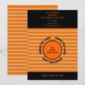 Oranje zwart typografie Happy Halloween Party Kaart (Voorkant / Achterkant)
